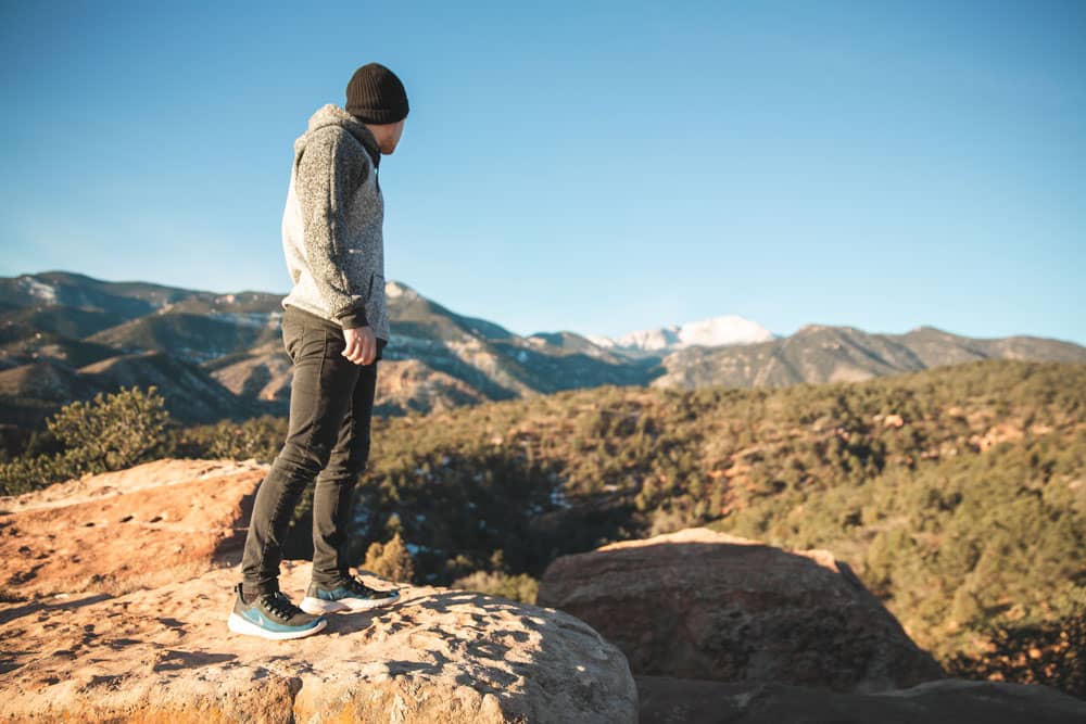 overlooking pikes peak in garden of the gods