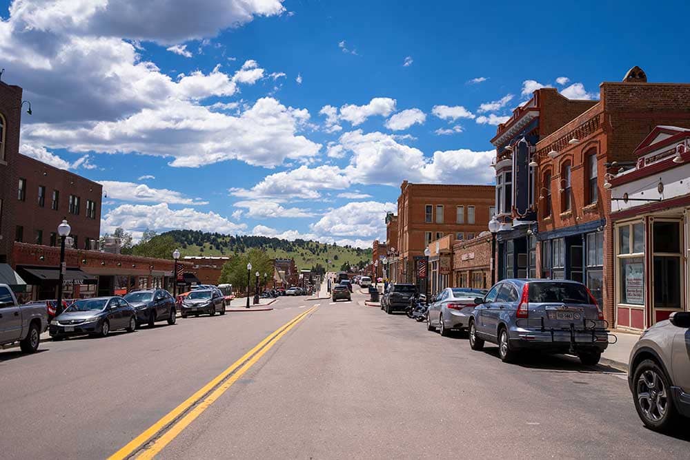 A view down the main street in downtwon Cripple Creek.