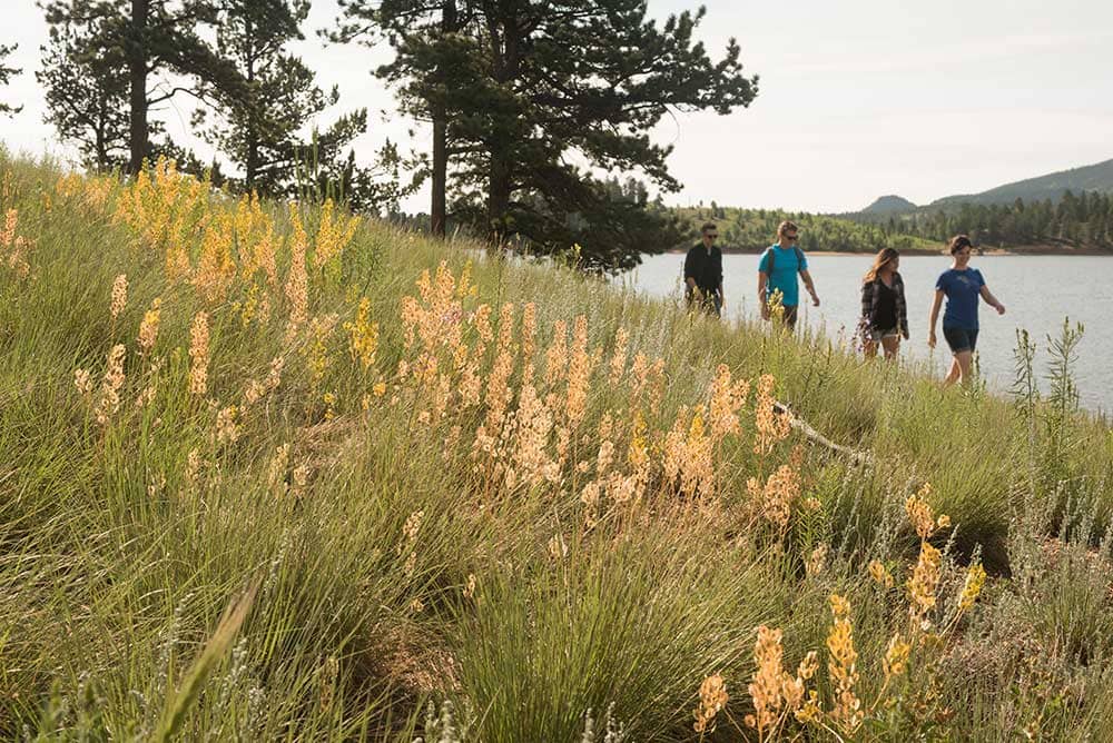 people hiking around the Catamount Reservoirs on Pikes Peak