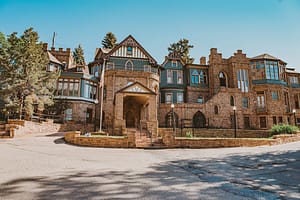 Miramont Castle Museum at a distance during summer 2021.
