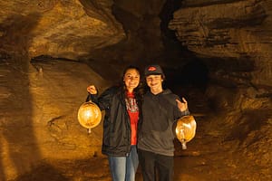 Siblings at the Cave of the Winds Lantern Tour