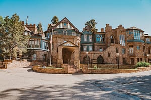 Miramont Castle Museum at a distance during summer 2021.