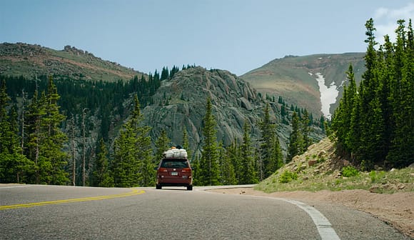 Driving up Pikes Peak highway