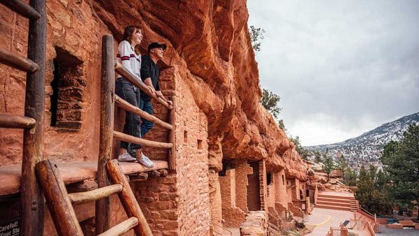 Couple enjoying the views at the Manitou Cliff Dwellings