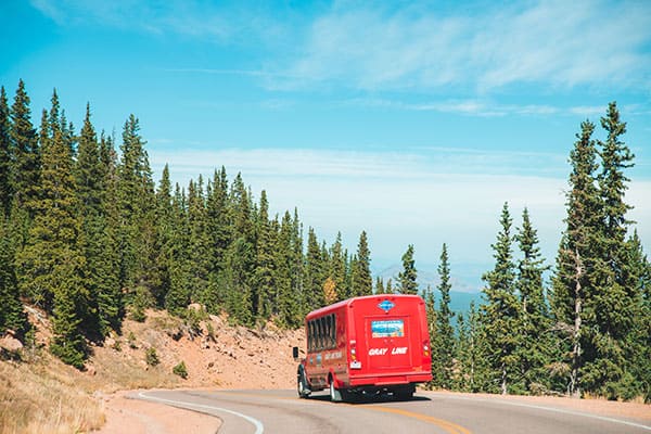 back of gray line pikes peak bus