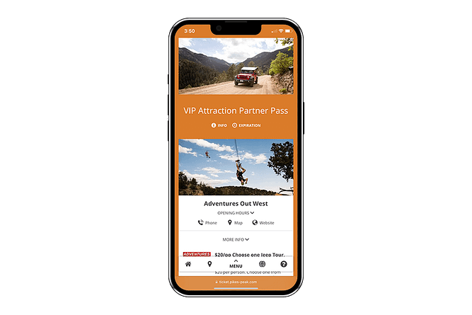 Pikes Peak Region Attractions VIP passes on iPhone