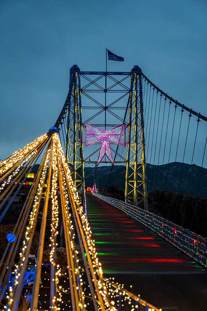 Christmas lights on Royal Gorge Bridge