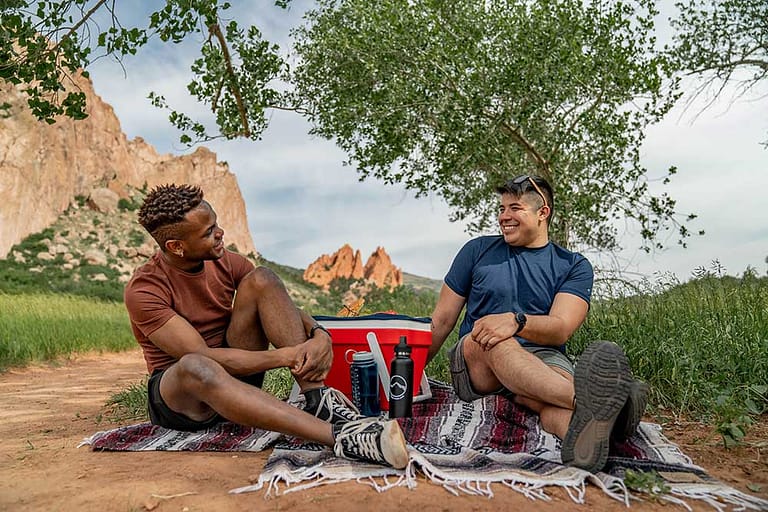 Couple picnicking in Garden of the Gods