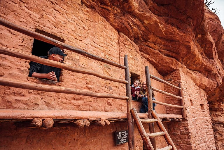 Family at the Manitou Cliff Dwellings