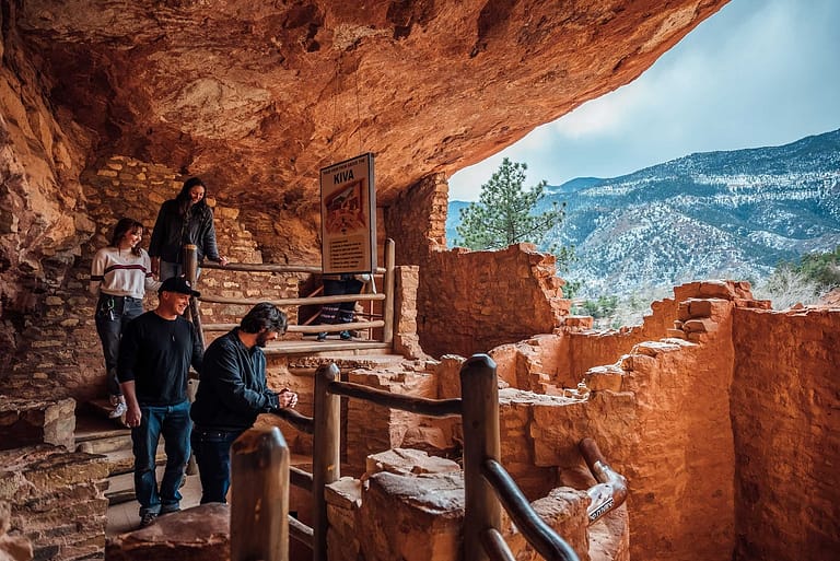 People in Manitou Cliff Dwellings