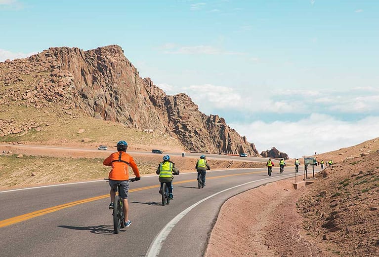 challenge unlimited pikes peak by bike going down the mountain