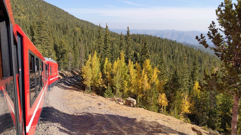 Fall views from Pikes Peak Cog Railway window