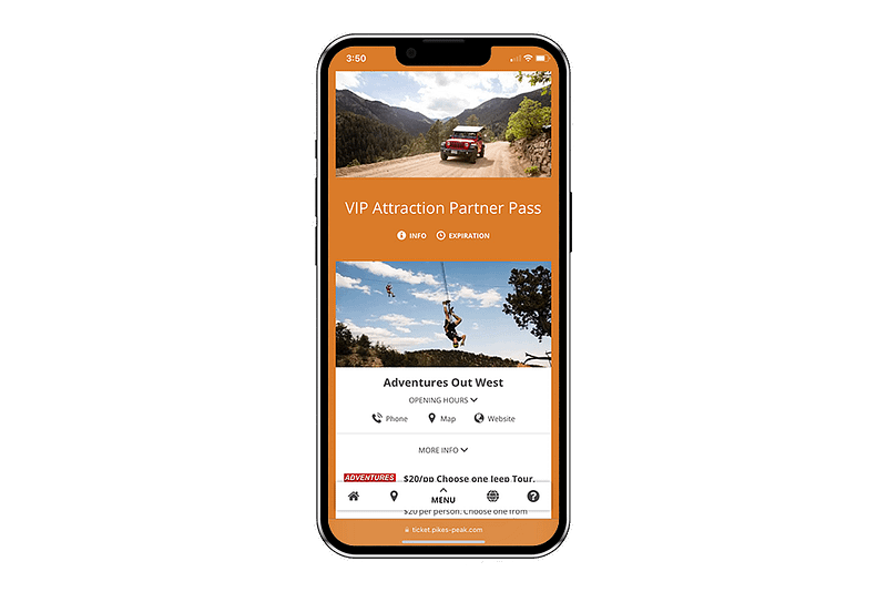 Pikes Peak Region Attractions VIP passes on iPhone