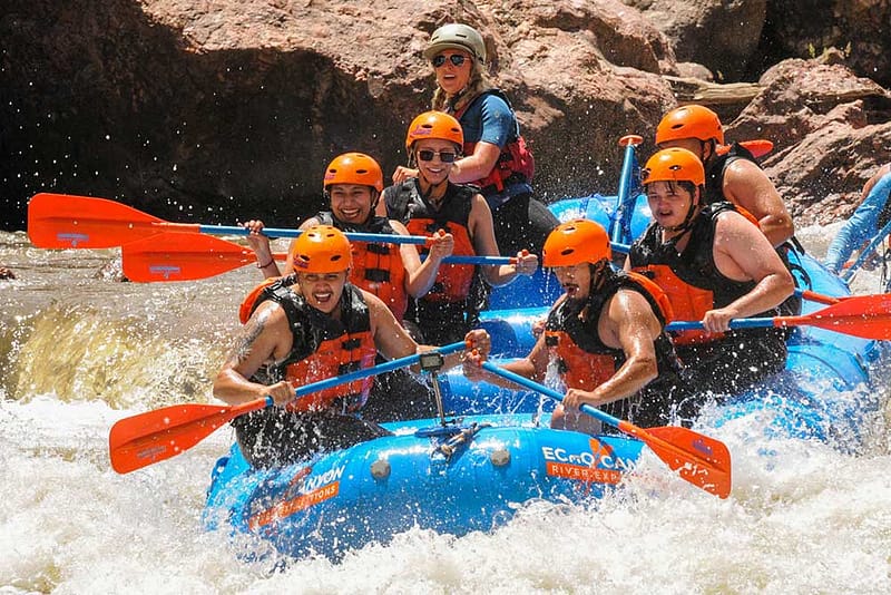 Group whitewater rafting on the Arkansas River with Echo Canyon River Expeditions