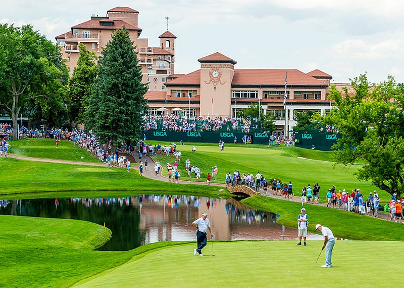 Golf with the Broadmoor Hotel in the background