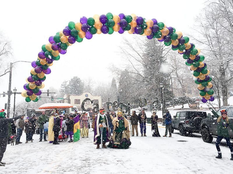Carnivale Parade with snow in Manitou Springs