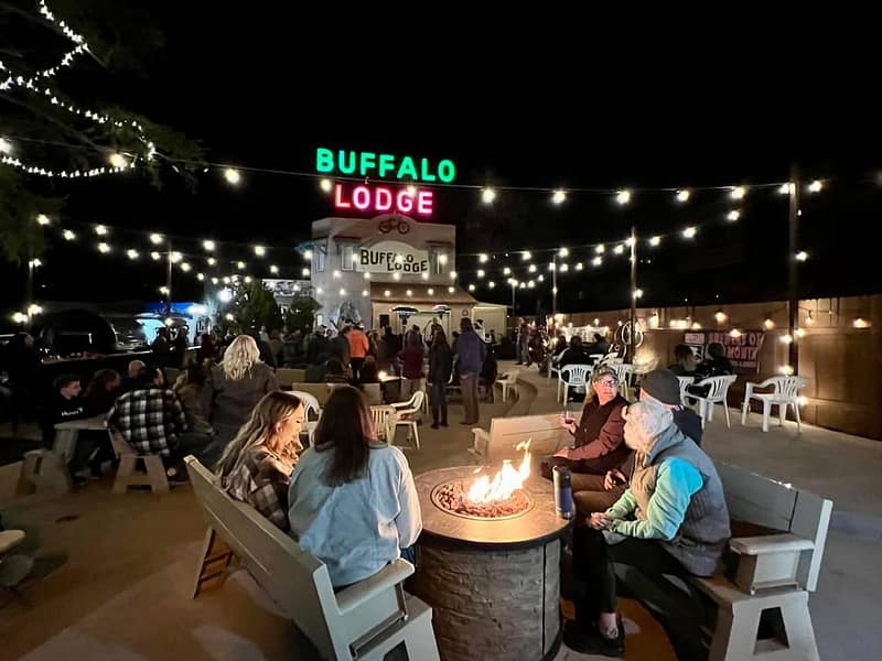 Buffalo Lodge Resort Patio at Night