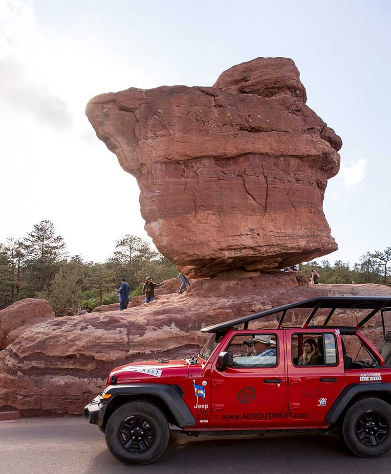 adventures out west jeep tour balance rock in garden of the gods