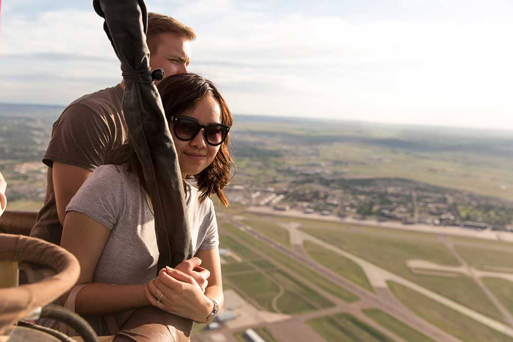 Couple in Adventures Out West hot air balloon