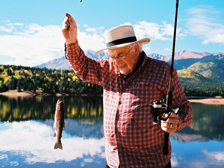 Man fishing at the Catamount Reservoirs on Pikes Peak
