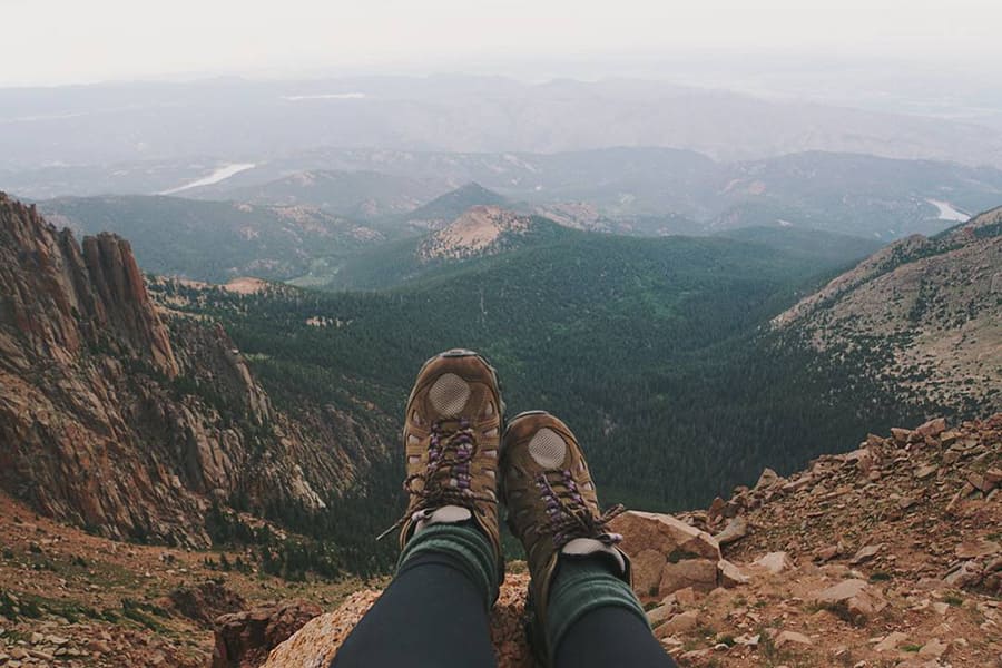 Hiking boots on Pikes Peak summit