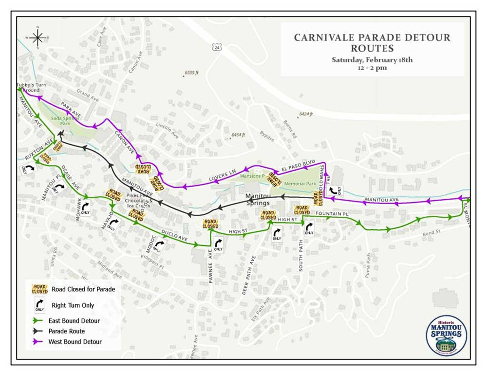 Manitou Springs Carnivale Parade Route Map