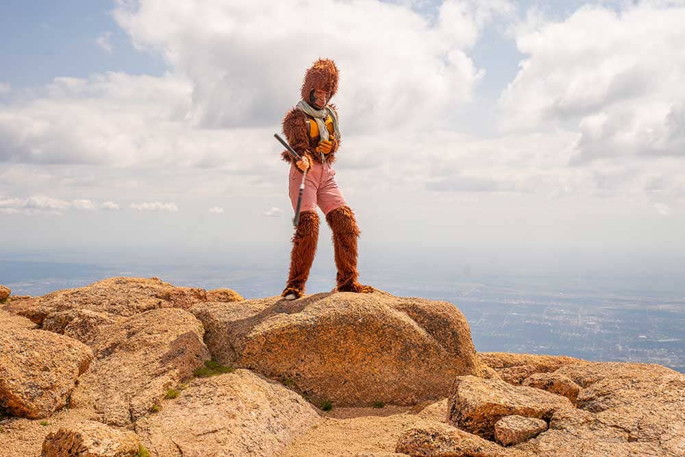 Sasquatch with nunchucks on the Pikes Peak Summit