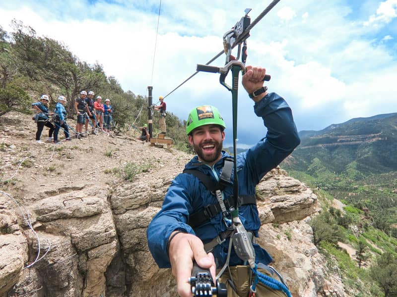 cave of the winds zip line selfie