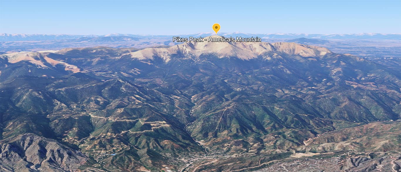 Pikes Peak- America's Mountain Google Earth map.