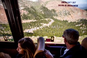 pikes peak tour by gray line view from inside bus