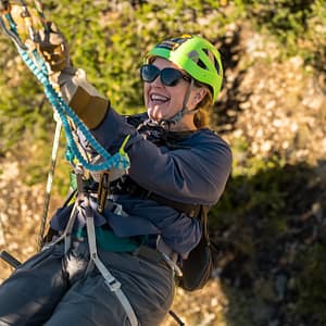 PK McPherson, woman repelling from zip line