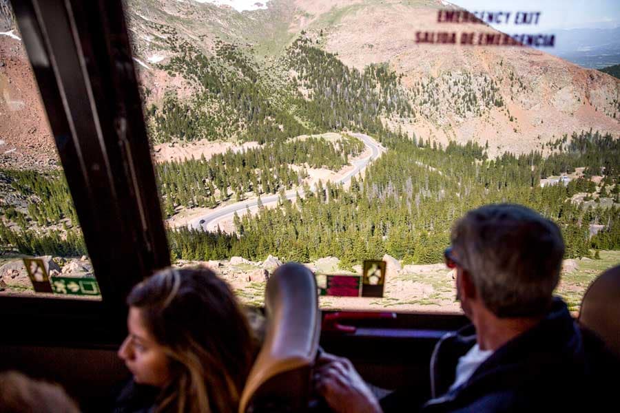 pikes peak tour by gray line view from inside bus