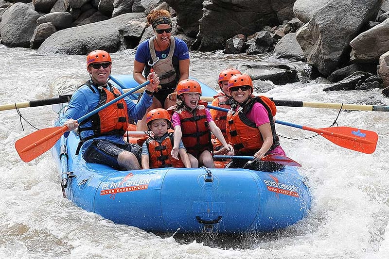echo canyon kids laughing on raft