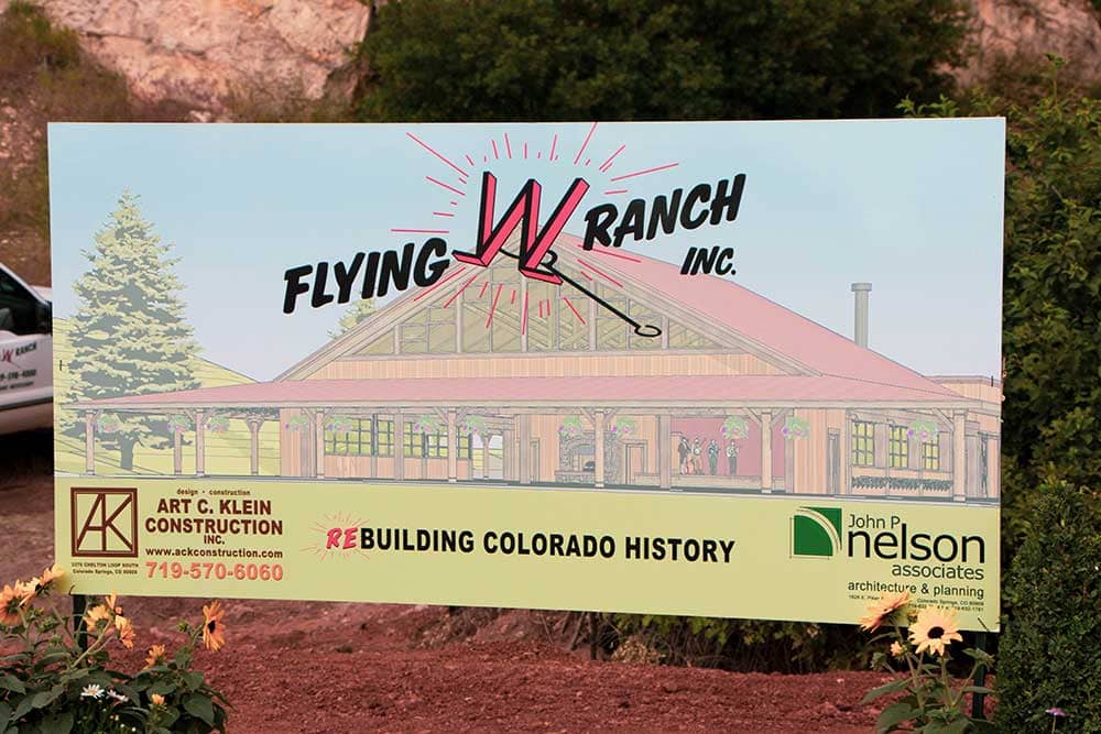 flying w ranch rebuilding sign