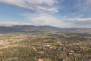 View of Colorado Springs from hot air balloon