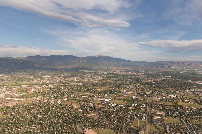 View of Colorado Springs from hot air balloon