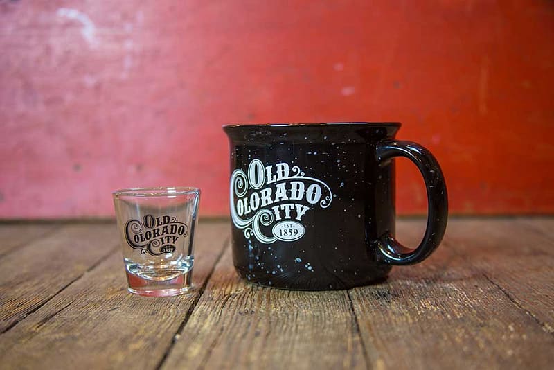 Old Colorado City cup and shotglass
