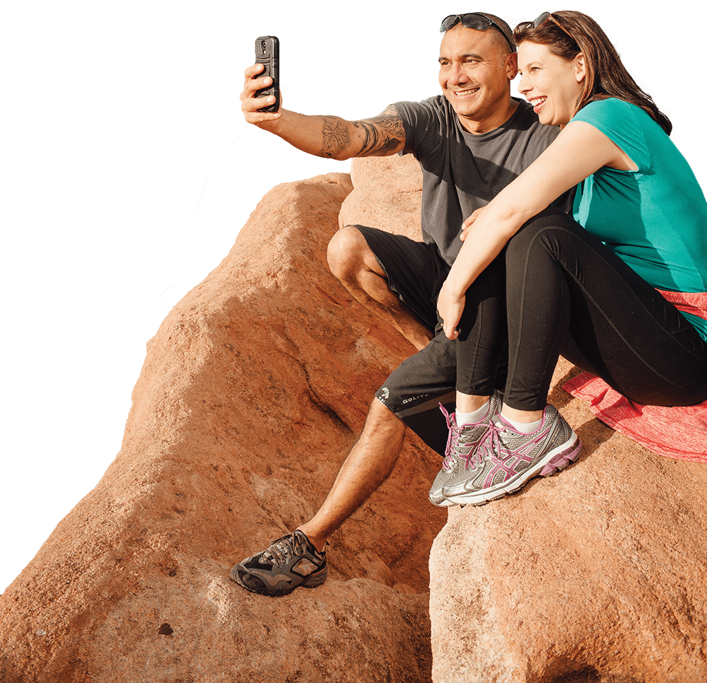 Family taking a selfie in Garden of the Gods