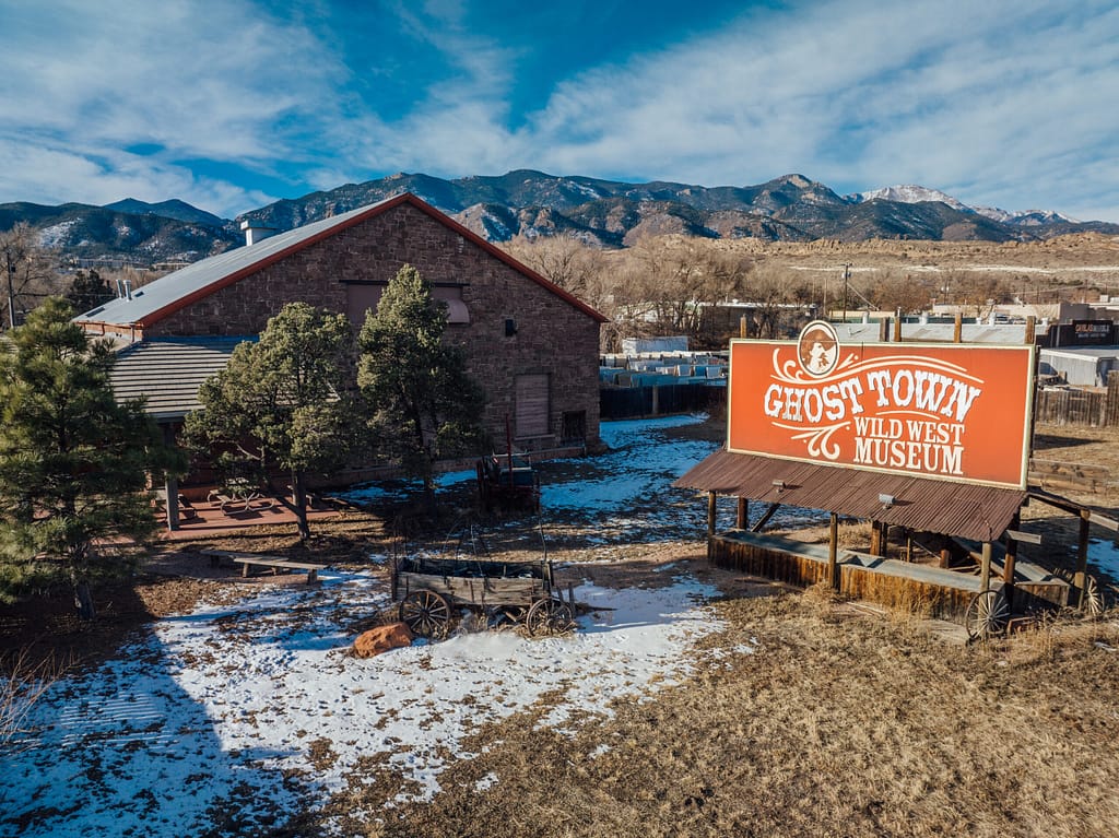 Aerial view of Ghost Town Museum