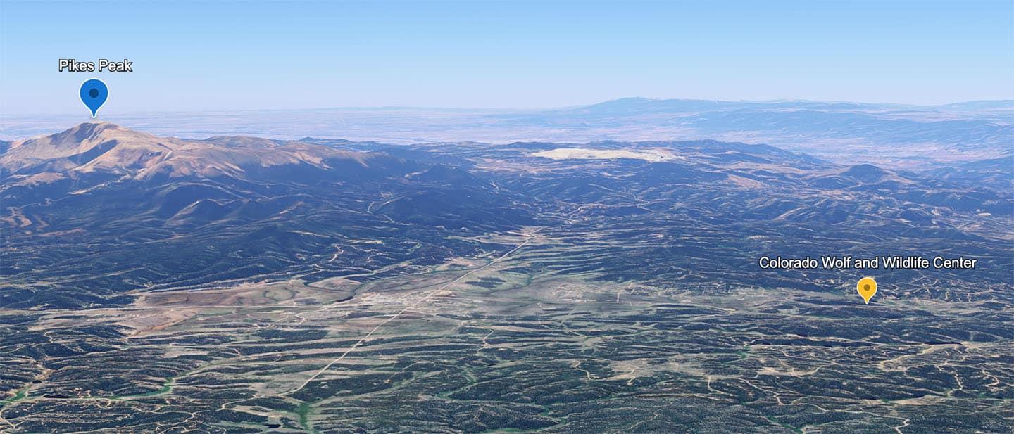 Colorado Wolf and Wildlife Center Google Earth map
