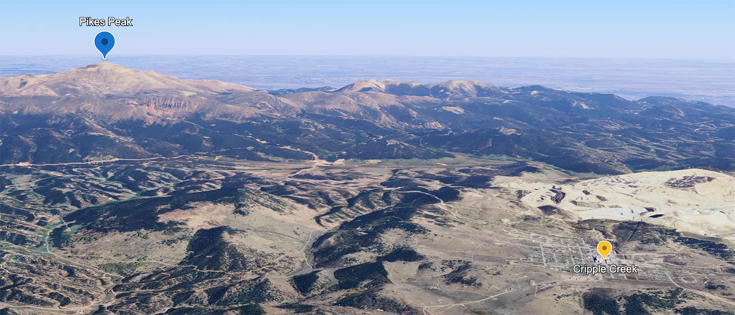 Historic Cripple Creek Google Earth map.