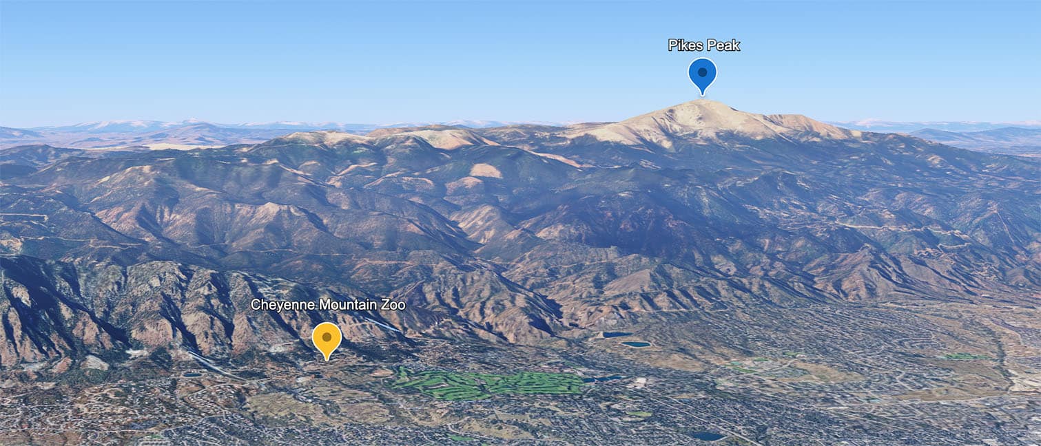 Cheyenne Mountain Zoo, Google Earth map.