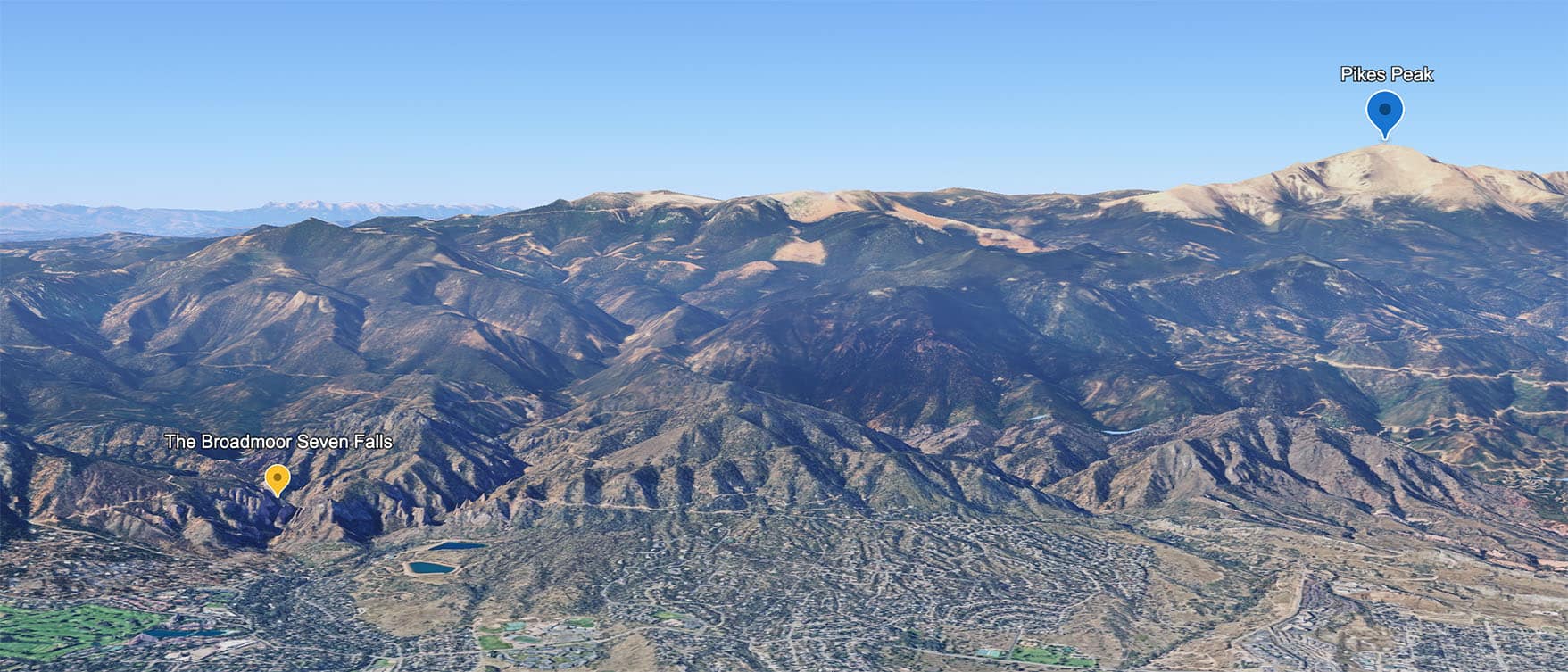 Broadmoor Seven Falls Google Earth Map