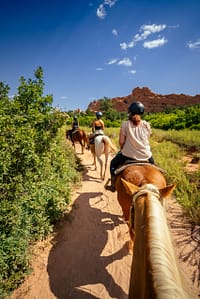 POV riding a horse through Garden of the Gods with Academy Riding Stables
