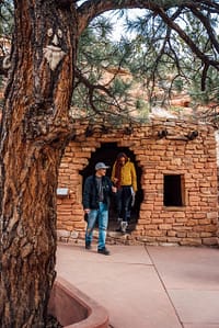 People exploring the Manitou Cliff Dwellings