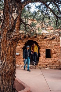 People exploring the Manitou Cliff Dwellings