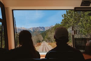 Passengers inside the Pikes Peak Cog Railway