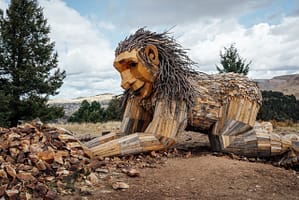 Rita the Rock Planter statue in Victor, Colorado