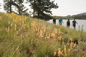 people hiking around the Catamount Reservoirs on Pikes Peak