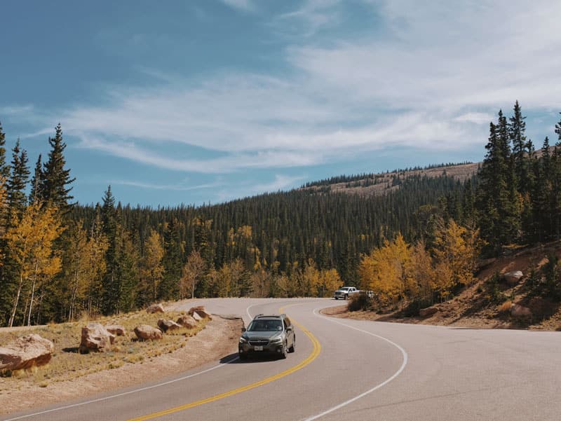 Driving Pikes Peak highway in the fall